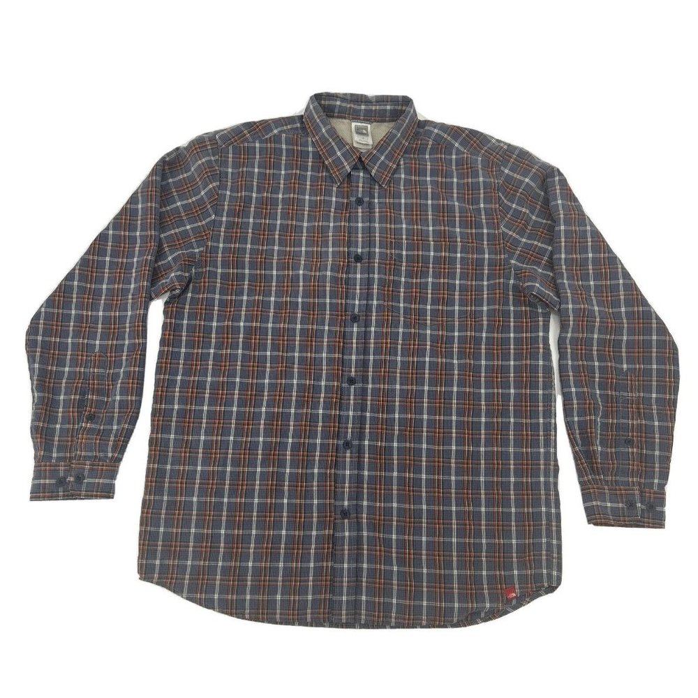 The North Face Shirt Men’s L Gray Plaid Long Sleeve Button Down Pocket Hiking